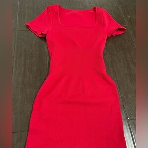 OQQ Snatching Vibrant Red Ribbed Mini Dress